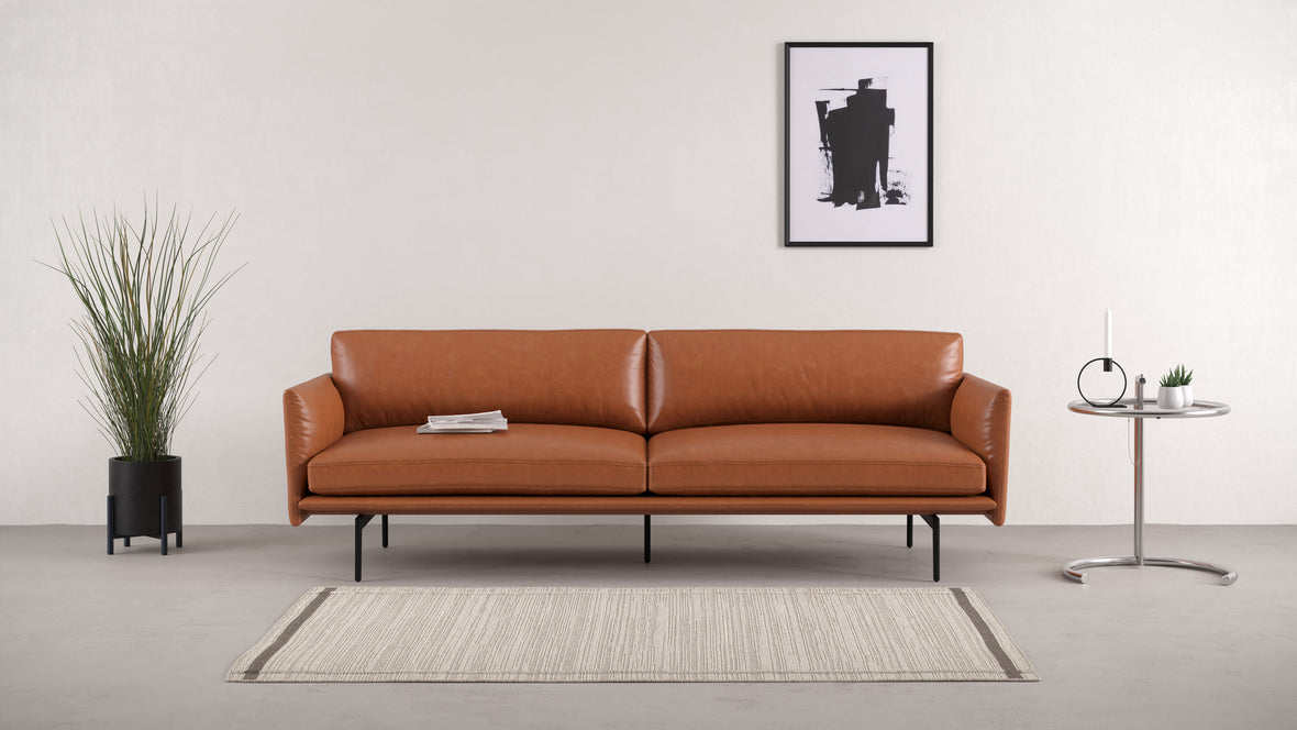 Toriko - Toriko Three Seater Sofa, Tan Premium Leather