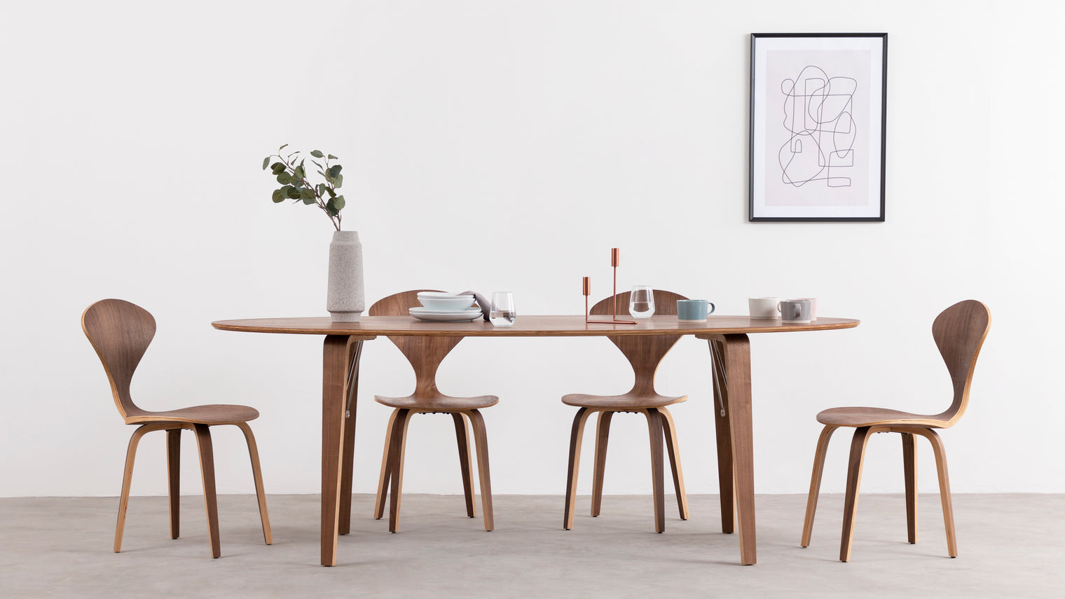 Norman - Norman Oval Dining Table, Walnut