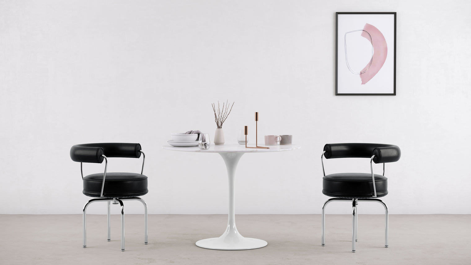 Corbusier - Corbusier Swivel Chair, Midnight Black Premium Leather