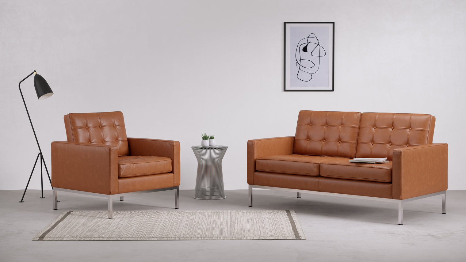 Florence - Florence Lounge Chair, Tan Premium Leather