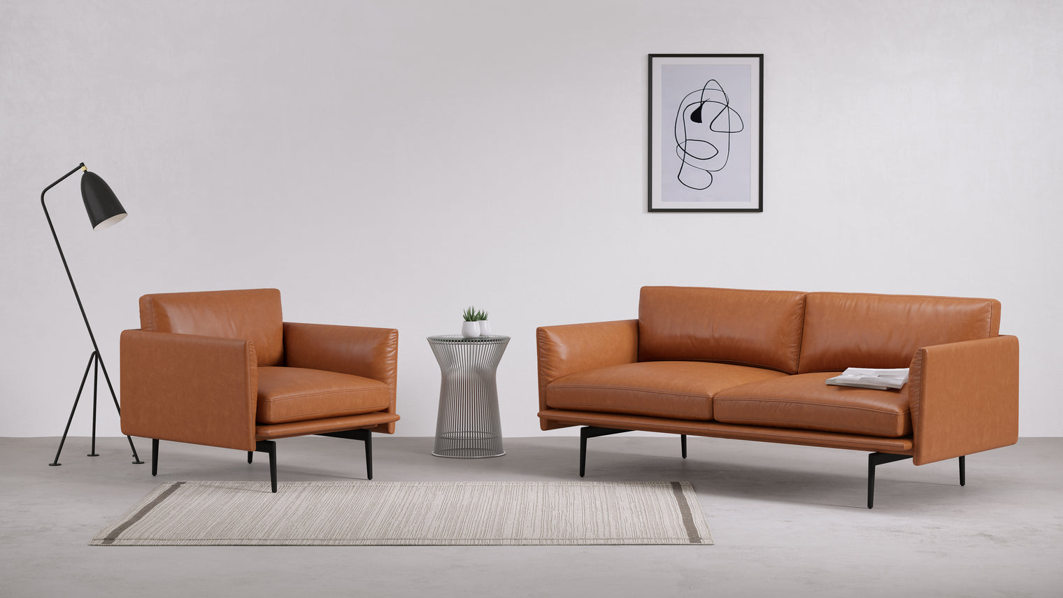 Toriko - Toriko Lounge Chair, Tan Premium Leather