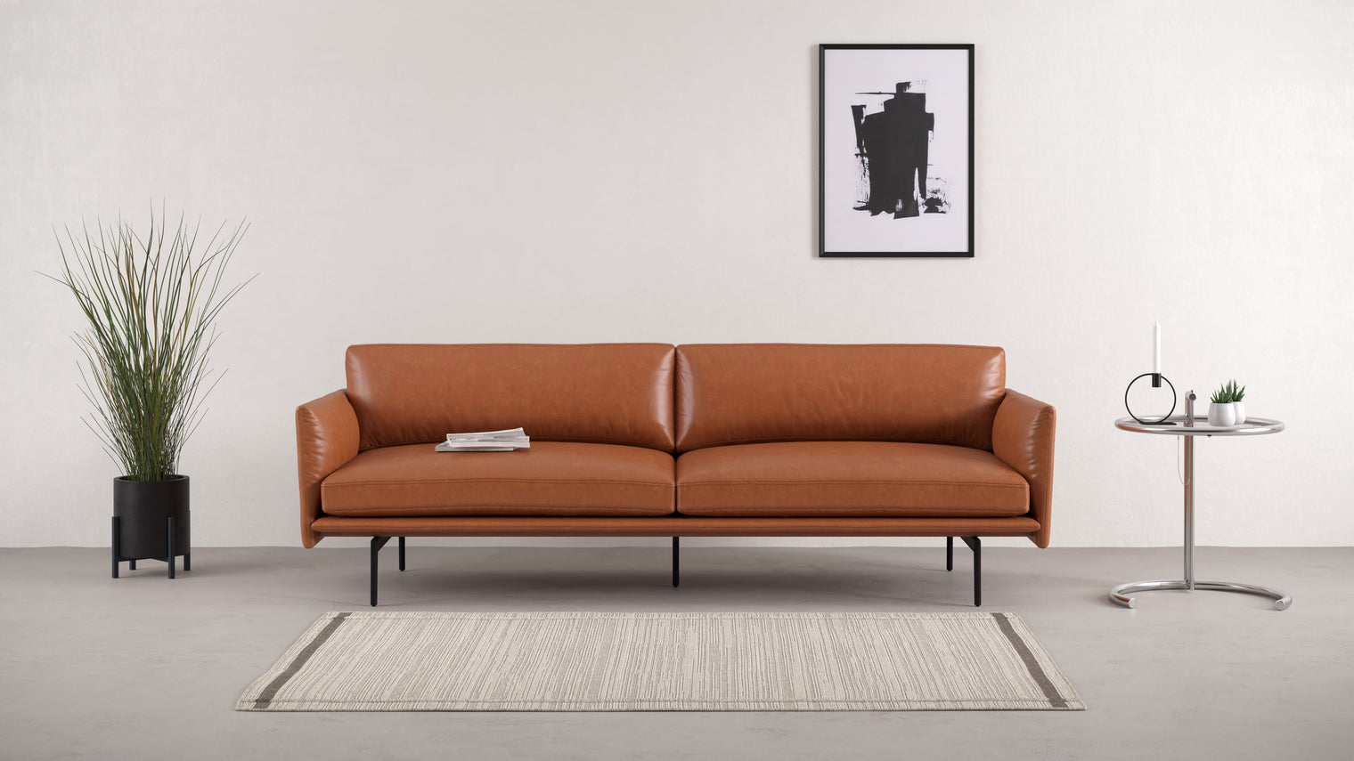 Toriko - Toriko Three Seater Sofa, Tan Premium Leather