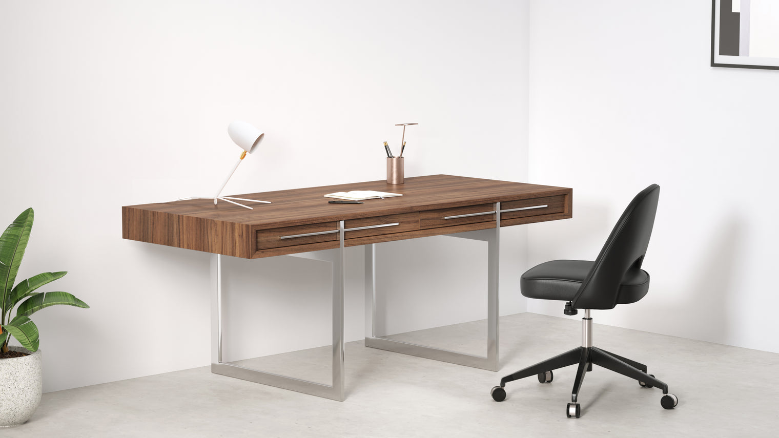 BRILLIANCE IN DESIGN | The Mouille Table Lamp flaunts a sleek look that’s simple yet sophisticated. A combination of angles, curves, and mid-century modern style, this slender light thrives in both casual or more formal settings.
