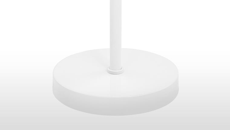 PERFECTLY BALANCED | Clean, simple, yet striking, this floor lamp is designed in perfect balance. Durable materials and hard edges are softened by the gentle domed shade and curved stem, available in a range of finishes from classic black to playful red.

