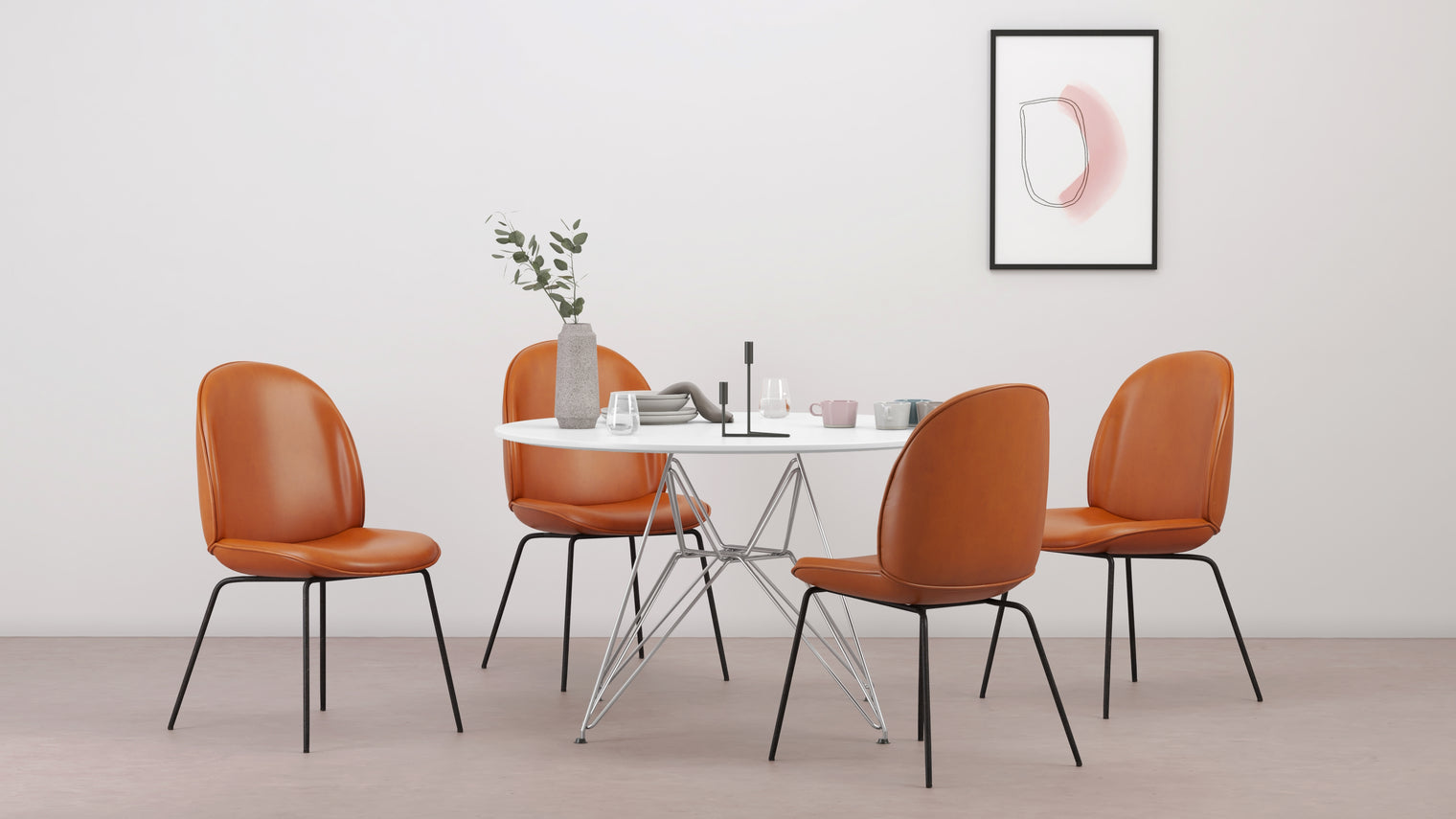 Beetle - Beetle Side Chair, Caramel Premium Leather