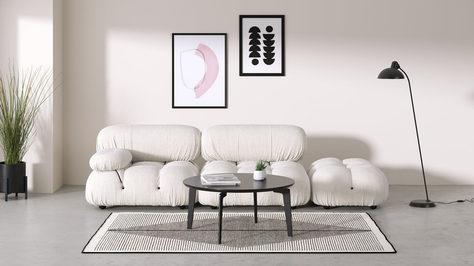 Bellini Sofa - Mario Bellini Open End Sofa, Right, White Boucle