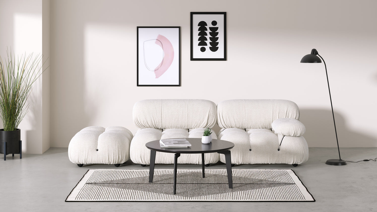 Bellini Sofa - Mario Bellini Open End Sofa, Left, White Boucle