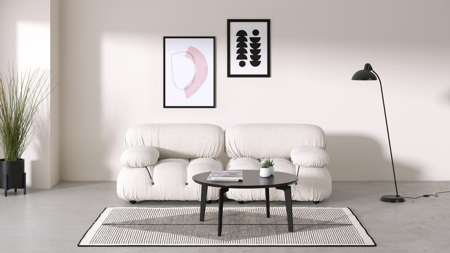 Bellini Sofa - Mario Bellini Two Seater Sofa, White Boucle